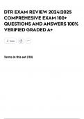 DTR EXAM REVIEW 2024&vert;2025 COMPREHESIVE EXAM 100&plus; QUESTIONS AND ANSWERS 100&percnt; VERIFIED GRADED A&plus;