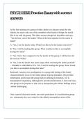 PSYCH HESI Practice Exam with correct answers