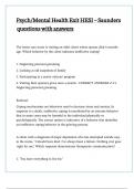 Psych&sol;Mental Health Exit HESI &ndash; Saunders questions with answers