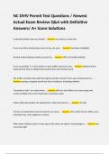 NC DMV Permit Test Questions &sol; Newest Actual Exam Review Q&A with Definitive Answers&sol; A&plus; Score Solutions