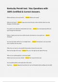 Kentucky Permit test &sol; Key Questions with 100&percnt; Certified & Correct Answers&period;