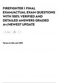 FIREFIGHTER I FINAL EXAM&sol;ACTUAL EXAM QUESTIONS WITH 100&percnt; VERIFIED AND DETAILED ANSWERS GRADED A&plus;&sol;NEWEST UPDATE