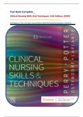 Test Bank Complete&lowbar; Clinical Nursing Skills And Techniques 11th Edition&comma; &lpar;2024&rpar; By Anne G&period; Perry&comma; Patricia A&period; Potter&comma; Wendy R&period; Ostendorf&comma; Nancy Laplante All Chapters 1-42&vert; 15 Units&vert; Latest Edition With Well Detailed Answers&vert; Grade A&plus;