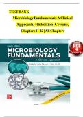 TEST BANK For Microbiology Fundamentals A Clinical Approach&comma; 4th Edition by Marjorie Kelly Cowan &vert; Verified Chapters 1 - 22&vert;&vert;Complete Guide A&plus;&vert;&vert;Latest Update