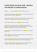 CA DMV Written Test Study Guide &sol; Questions with Definitive & Certified Solutions&period;