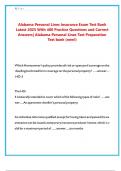 Alabama Personal Lines Insurance Exam Test Bank  Latest 2025 With 400 Practice Questions and Correct  Answers&vert; Alabama Personal Lines Test Preparation  Test bank &lpar;new&excl;&rpar;