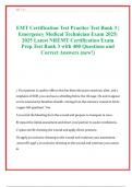 EMT Certification Test Practice Test Bank 3 &vert;  Emergency Medical Technician Exam 2025&vert;  2025 Latest NREMT Certification Exam  Prep Test Bank 3 with 400 Questions and  Correct Answers &lpar;new&excl;&rpar;