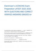 Electrician&rsquo;s LICENCING Exam Preparation LATEST 2025-2026 WITH QUESTIONS AND CORRECT VERIFIED ANSWERS GRADED A&plus;