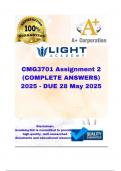  CMG3701 Assignment 2 &lpar;COMPLETE ANSWERS&rpar; 2025 - DUE 28 May 2025&semi;100&percnt; trusted &comma;comprehensive and complete reliable solution with clear explanation