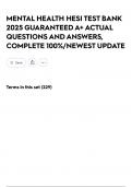 MENTAL HEALTH HESI TEST BANK 2025 GUARANTEED A&plus; ACTUAL QUESTIONS AND ANSWERS&comma; COMPLETE 100&percnt;&sol;NEWEST UPDATE