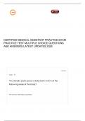 CERTIFIED MEDICAL ASSISTANT PRACTICE EXAM PRACTICE TEST MULTIPLE CHOICE QUESTIONS AND ANSWERS LATEST UPDATES 2025