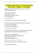 BUSINESS STRATEGY EXAM QUESTIONS WITH 100&percnt; CORRECT ANSWERS&excl;&excl;