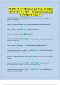 NCBTMB Certification and Code of Ethics  UPDATED ACTUAL Exam Questions and  CORRECT Answers