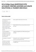 HCA Written Exam QUESTIONS WITH ACCURATE VERIFIED ANSWERS &lpar;ACCURATE SOLUTIONS&rpar; A&plus; PASSED&excl;&excl; 2025 EXAM