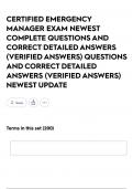CERTIFIED EMERGENCY MANAGER EXAM NEWEST COMPLETE QUESTIONS AND CORRECT DETAILED ANSWERS &lpar;VERIFIED ANSWERS&rpar; QUESTIONS AND CORRECT DETAILED ANSWERS &lpar;VERIFIED ANSWERS&rpar; NEWEST UPDATE