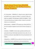 Rhode Island Permit Test 2025&sol;2026  Exam Questions and Verified Answers &vert;  Already Graded A&plus;