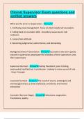 Clinical Supervisor Exam questions and verified answers&vert;ready to pas 