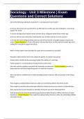 Sociology - Unit 3 Milestone &rpar; Exam Questions and Correct Solutions