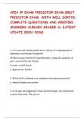APEA 3P EXAM PREDICTOR EXAM &lpar;BEST PREDICTOR EXAM WITH WELL SORTED COMPLETE QUESTIONS AND VERIFIED ANSWERS ALREADY GRADED A&plus; LATEST UPDATE 2025&sol; 2026&rpar; 