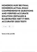 HONDROS  NUR 180 FINAL HONDROS ACTUAL EXAM COMPREHENSIVE QUESTIONS AND VERIFIED ACCURATE SOLUTION &lpar;DETAILED & ELABORATED&rpar; &vert;GET IT 100&percnt; ACCURATE&excl;&excl; 2025 TEST&excl;&excl;