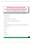 INTRODUCTION TO AGRICULTURE CUMULATIVE 2025 QUESTIONS WITH 100&percnt; SOLVED ANSWERS&sol;NEWEST UPDATE