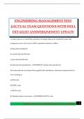 ENGINEERING MANAGEMENT TEST 1&sol;ACTUAL EXAM QUESTIONS WITH WELL DETAILED ANSWERS&sol;NEWEST UPDATE