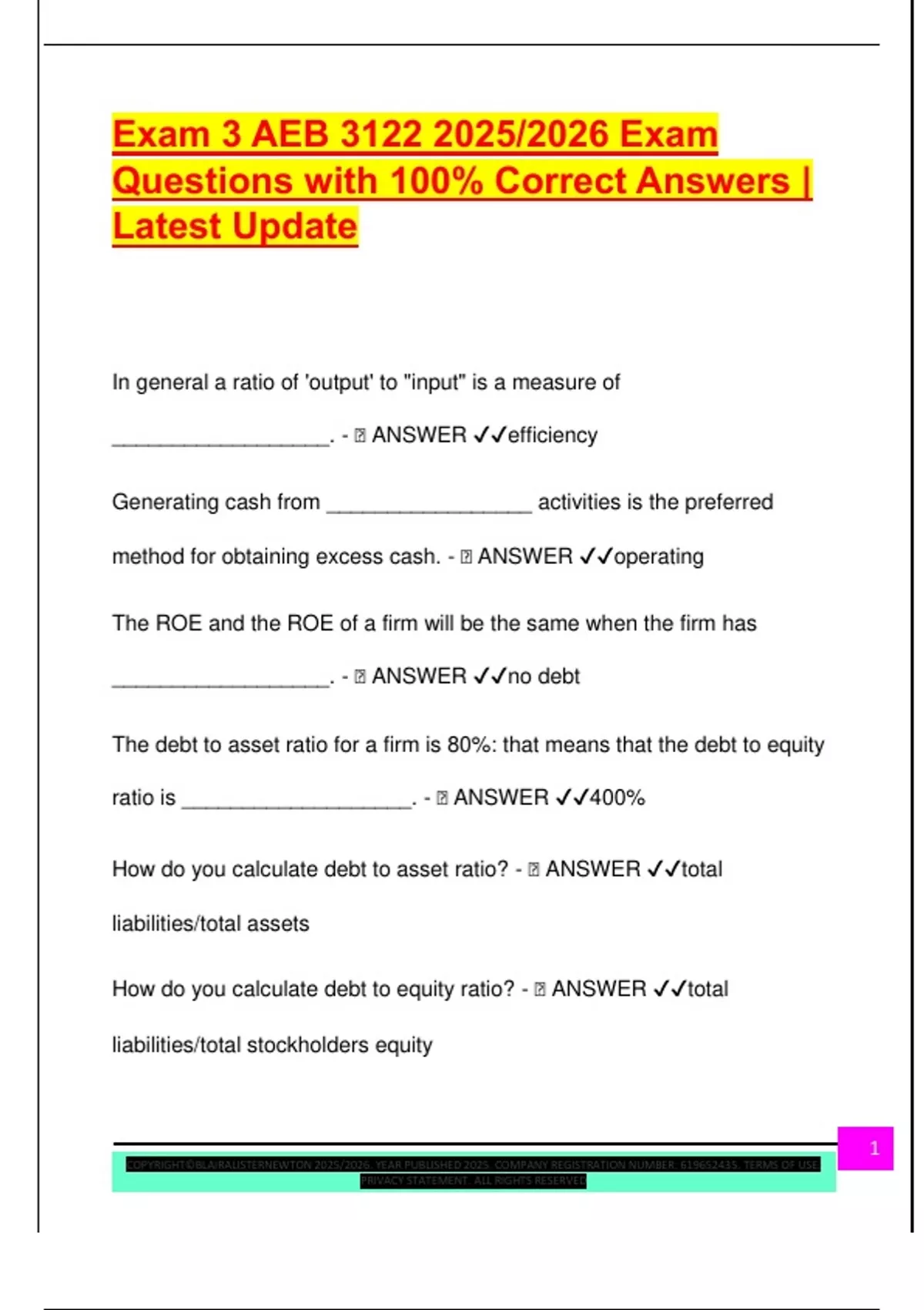 Exam 3 AEB /2026 Exam Questions with 100% Correct Answers | Latest ...