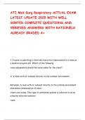 ATI Med Surg Respiratory ACTUAL EXAM LATEST UPDATE 2025 WITH WELL SORTED COMPLETE QUESTIONS AND VERIFIED ANSWERS WITH RATIONELS ALREADY GRADED A&plus;