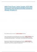 M&A Final Exam Latest Update 2025 With  Questions and Answers&lpar;verified solutions&rpar;  Already Graded A&plus; 
