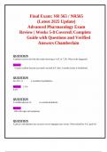 1.	Final Exam: NR 565 / NR565(Latest 2025 Update) Advanced Pharmacology Exam Review | Weeks 5-8 Covered| Complete Guide with Questions and Verified Answers Chamberlain