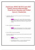Final Exam&colon; NR565&sol; NR 565 &lpar;Latest 2025 Update&rpar; Advanced Pharmacology Exam Review&vert; Questions and Verified Answers -Chamberlain