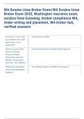 WA Surplus Lines Broker Exam&sol;WA Surplus Lines  Broker Exam 2025&comma; Washington insurance exam&comma;  surplus lines licensing&comma; broker compliance WA&comma;  Under writing and placement&comma; WA broker test&comma;  verified answers