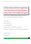 North Carolina Medicare Supplement and Long-Term Care Exam Questions With Correct Answers&sol;Newest Update