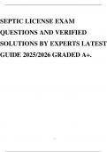 SEPTIC LICENSE EXAM QUESTIONS AND VERIFIED SOLUTIONS BY EXPERTS LATEST GUIDE 2025&sol;2026 GRADED A&plus;&period;