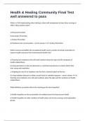 Health & Healing Community Final Test well answered to pass