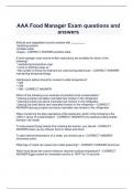 AAA Food Manager Exam questions and  answers