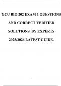 GCU BIO 202 EXAM 1 QUESTIONS AND CORRECT VERIFIED SOLUTIONS BY EXPERTS 2025&sol;2026 LATEST GUIDE&period;
