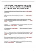 AGB 302 final Exam questions and verified answers &lpar;Detailed & Elaborated&rpar; ACTUAL EXAM 2025 TEST 100&percnt; Solved 2025&excl;&excl;