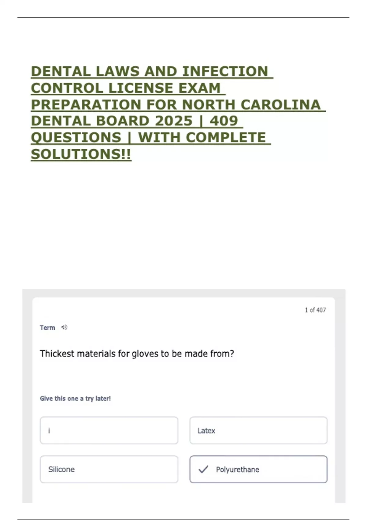 DENTAL LAWS AND INFECTION CONTROL LICENSE EXAM PREPARATION FOR NORTH ...