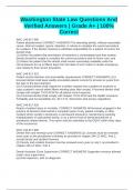 Washington State Law Questions And Verified Answers &vert; Grade A&plus; &vert; 100&percnt; Correct