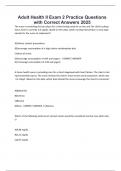 Adult Health II Exam 2 Practice Questions with Correct Answers 2025