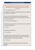 Texas Adult Driver Education Course&colon; Chapter 7  Questions with Detailed Verified Answers for  Accuracy