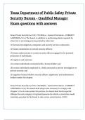 Texas Department of Public Safety Private Security Bureau - Qualified Manager Exam questions with answers