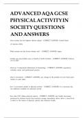 ADVANCED AQA GCSE PHYSICAL ACTIVITY IN SOCIETY QUESTIONS AND ANSWERS
