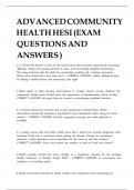 ADVANCED COMMUNITY HEALTH HESI &lpar;EXAM QUESTIONS AND ANSWERS &rpar;