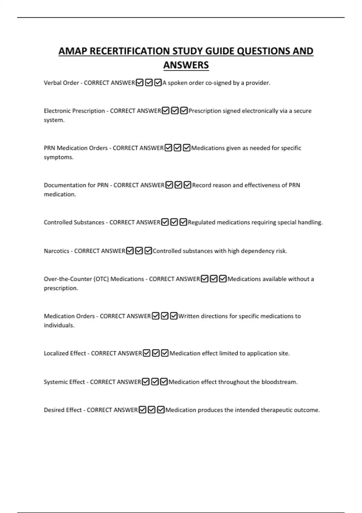 AMAP RECERTIFICATION STUDY GUIDE QUESTIONS AND ANSWERS - AMAP - Stuvia US