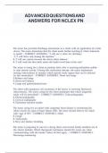 ADVANCED QUESTIONS AND ANSWERS FOR NCLEX PN