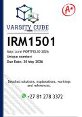 IRM1501 May June Portfolio &lpar;DETAILED ANSWERS&rpar; Semester 1 2026 - DISTINCTION GUARANTEED 