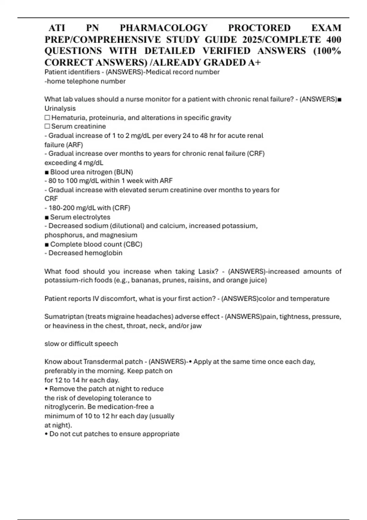 ATI PN PHARMACOLOGY PROCTORED EXAM PREP/COMPREHENSIVE STUDY GUIDE 2025 ...