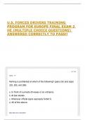 U&period;S&period; FORCES DRIVERS TRAINING PROGRAM FOR EUROPE FINAL EXAM 2 HE &lpar;MULTIPLE CHOICE QUESTIONS&rpar; ANSWERED CORRECTLY TO PASS&excl;&excl;